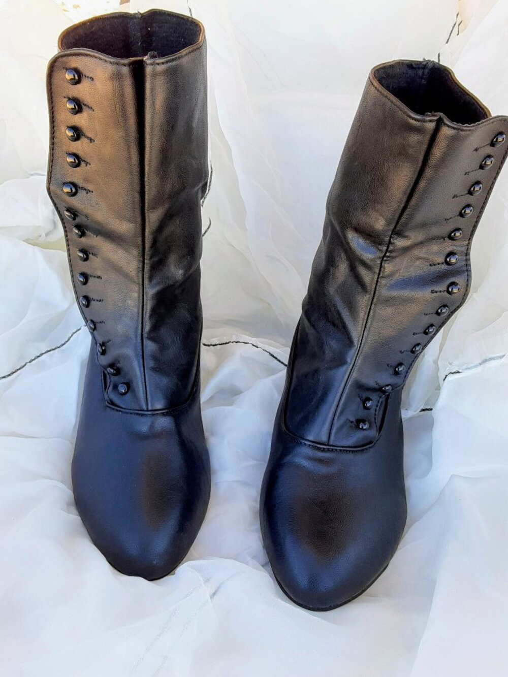 Womens Antique Style Victorian Button Side Ankle Boots Black US Size 9 (EU 41)